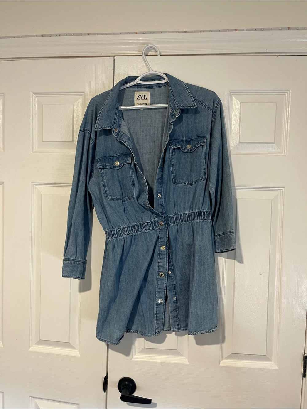 Zara Light Blue Denim Short Shirt Dress
